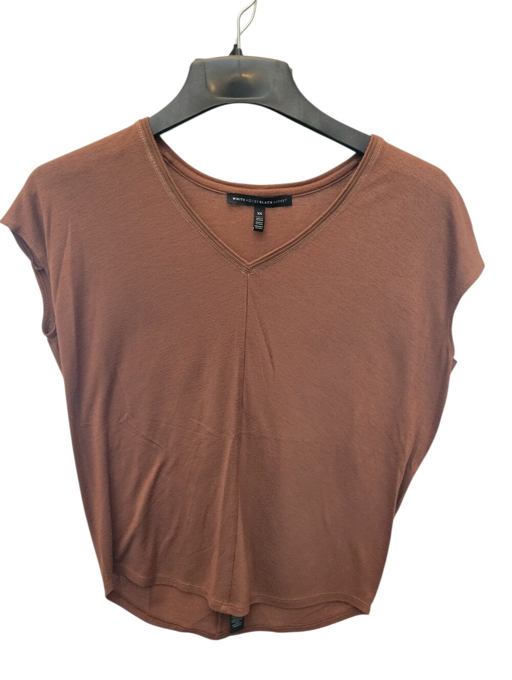 Whitehouse Blackmarket Brown Scoop V-Neck Cap Sleeve Tank